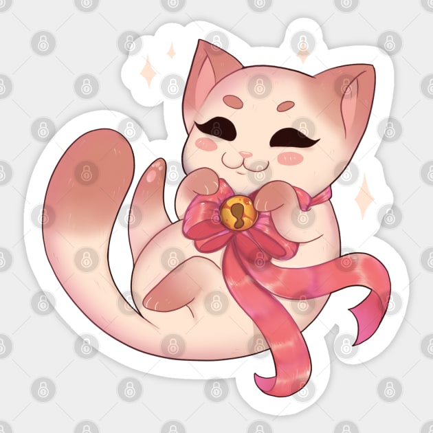 Cute kitty cat with a ribbon Sticker by Itsacuteart